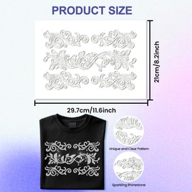 ANATTASOUL White Rhinestone Iron on Transfer Fringe Leaves Bling Diamond Hotfix Patches for Clothes, Large Iron On Sequin Applique for Jeans Jacket Caps Bag T-Shirts Shoes DIY Decor