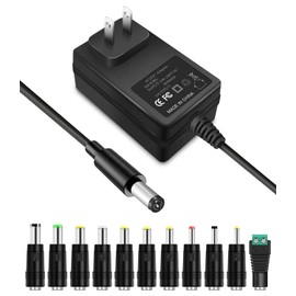 12V 1A Power Adapter AC Power Supply Charger Cord 12 Volts 1 Amps Regulated Switching with 11 Interchangeable DC Plug for 1000mA 900mA 850mA 800mA 700mA 600mA 500mA 400mA 350mA 300mA 200mA Equipment