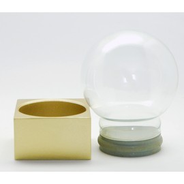 Snowglobe for You 40070 DIY Snow Globe Do It Yourself with Glass Ball and Polyresin Base Gold Square - 100 mm Diameter