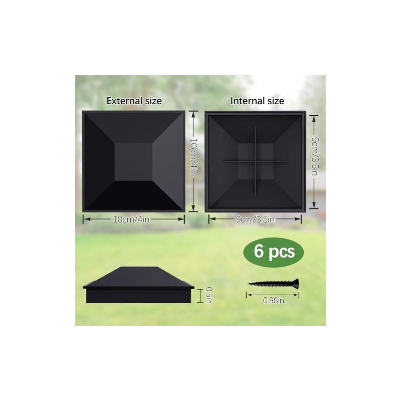 4x4 (3.5inx3.5in) Fence Post Caps, 6 Pack Deck Post Caps