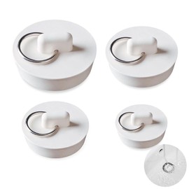 4 Pcs White Bath Plug Replacement, Rubber Bath Plugs, Versatile Sink Plug， Topper For Tub With Hanging Ring Universal Bathtub Plug Drain Stopper For Kitchen Bathroom Shower Laundry