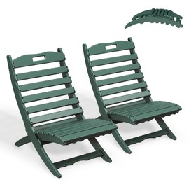 GREENVINES Folding-Xavier-Chairs Set of 2 | Wave | Portable Adirondack-Chair | HDPE Plastic | All Weather Fire-Pit Chair | Forest | for Beach Outdoor Deck Poolside Garden Patio Porch Fishing