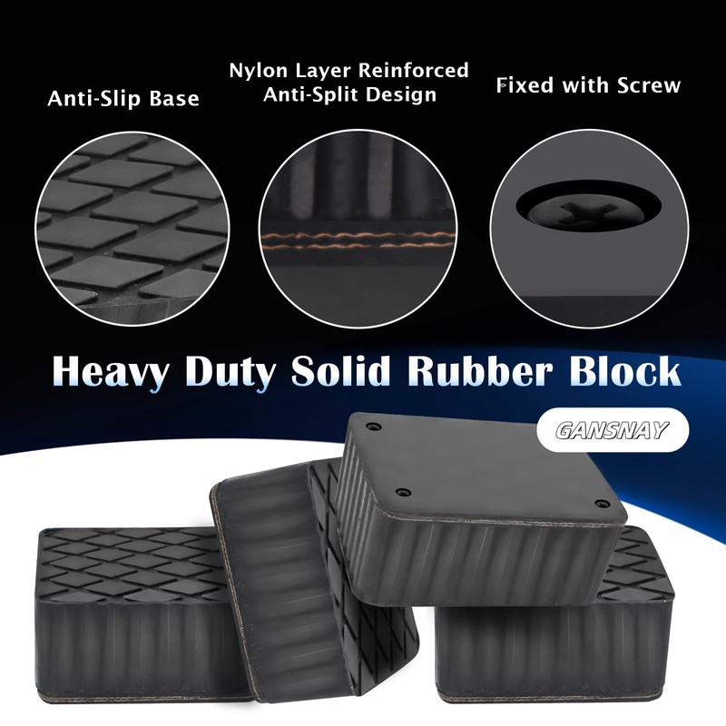 GANSNAY Solid Rubber Block for Car Lift- Nylon Layer Reinforced,