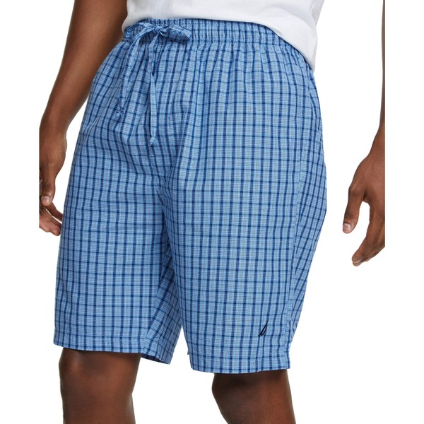 Nautica Men's Soft Woven 100% Cotton Elastic Waistband Sleep Pajama Short, French Blue, X-Large