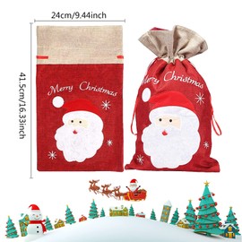 Pack of 2 Santa Bags, Christmas Gift Bags, Christmas Gift Bags, Santa Sack with Drawstring, Christmas Bag Gift Packing Bags for Christmas Decoration