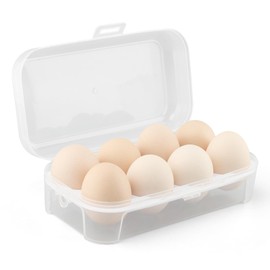 Egg Holder Camping, Shockproof 8 Grid Egg Container Clear Portable Egg Tray with Lid Plastic Egg Carrier for Refrigerator, Egg Storage Case for Camping Picnic Travel(White)