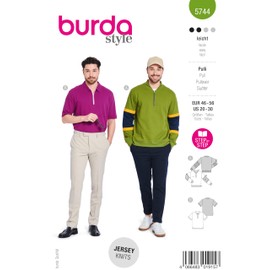 Burda Style #5744 Men's Sewing Pattern Troyer with Stand-Up Collar and Pique T-Shirt Size 46-56