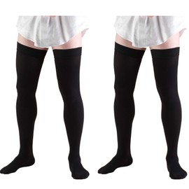 Truform Compression 20-30 mmHg Thigh High Dress Style Socks, Black, Small, 2 Count (1945BL-S 2PK)