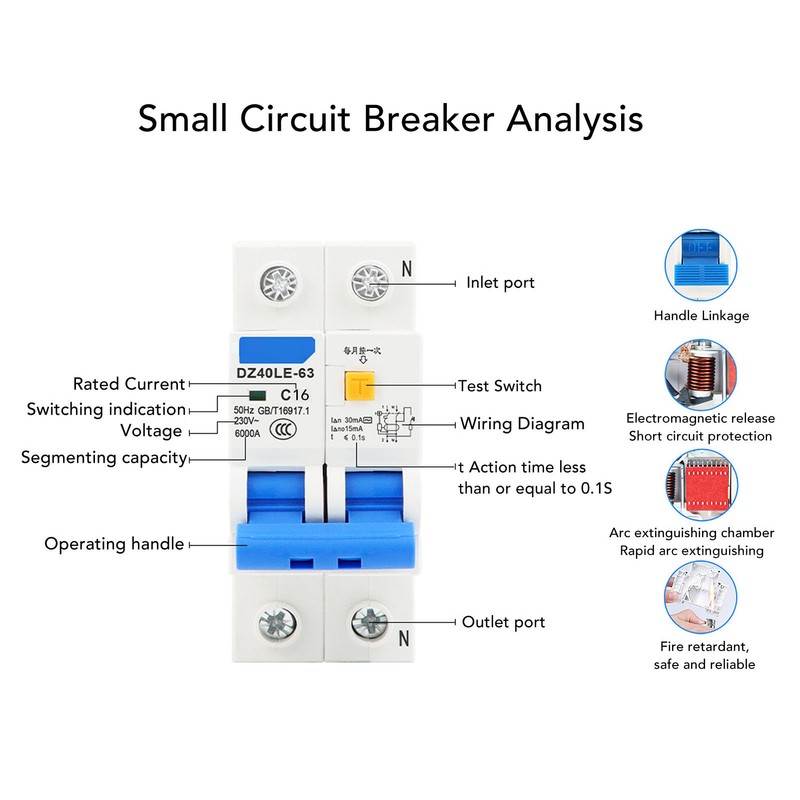 Miniature Circuit Breaker 1P Plus N Rail Mounting Double Handle