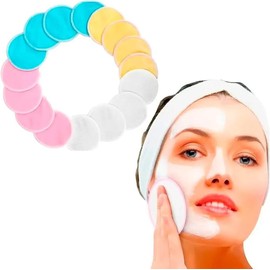 MAFAB Set 4 Almohadillas Desmaquillantes Reutilizables Microfibra Rosa Azul Blanca Amarilla Ecologicas