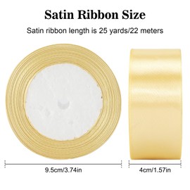 jijAcraft Satin Ribbon Champagne Gold 40 mm Ribbon Decoration Wedding Christmas 22 m Decorative Ribbon Champagne Gold Gift Ribbon Fabric Ribbon for Christmas, Christening, Wedding, Gift Packaging