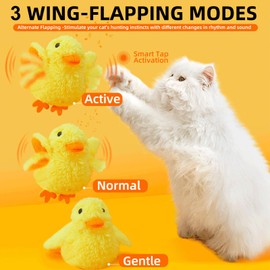 Chirping Duck Interactive Cat Toy, Touch Activated Automatic Kitten Toy with USB, Realistic Duck Quack & Flapping Wings Catnip Toy, Cute Cat Kicker Toy, Cat Exercise Toys for All Breeds