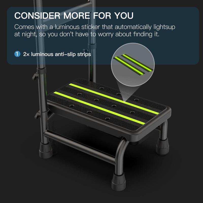 Packve Step Stool with Handle for Elderly Adults, Adjustable Handrail