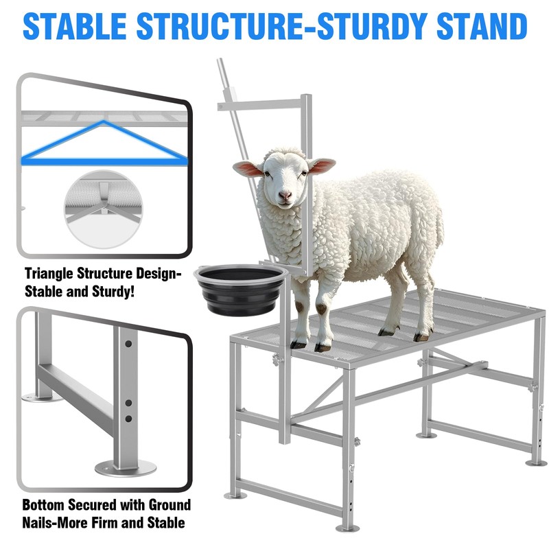 Feed Bin Goat Stand for Milking, 600LBs Goat Milking Stand,