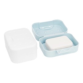 DODAMOUR 2 Packs Travel Soap Case with Lid, Portable Bar Soap Box for Traveling, Sealed Soap Saver Holder for Bathroom, Shower (Blue, White)