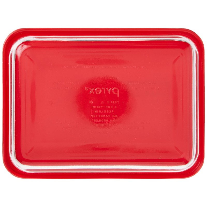 Pyrex 3-Cup Single Rectangular Glass Food Storage Container with Lid,