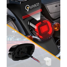 QUASCO LED Strobe Brake Tail Light Smoked Rear Taillight Compatible with Harley Dyna Sportster Road King Electra Glide Heritage Softail Fatboy Touring