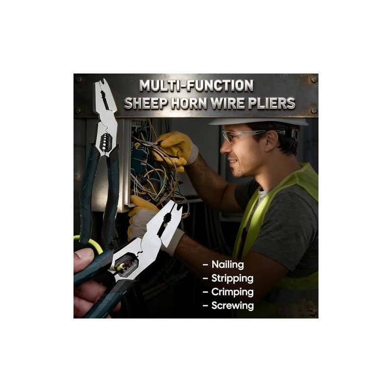 Industrial-Grade 9-in-1 Multi-Function Cutting Pliers, Wire Cutter, Stripper, Crimper &