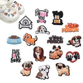 16-Pack Dog Shoe Charms for Crocs – Cute Animal-Themed PVC Shoe Accessories | Durable, Waterproof Decorative Charms for Kids, Teens, Adults | Perfect for Birthdays, Parties, Holidays & DIY Gifts