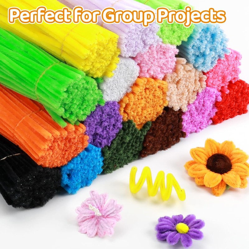 AIZANYU 1200pcs Pipe Cleaners Bulk. 24-Color Chenille Stems for Craft.