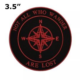 Athena Brands Not All Who Wander Are Lost Compass Embroidered Patch hook Nature Lover Gift