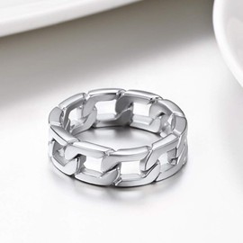 PROSTEEL Ringe Herren Bandring in Panzerkette Design Größe 64 einfacher Cuban Link Biker Rocker Ring Band Ring Edelstahl Männer Jungen Modeschmuck Modeschmuck Accessoire