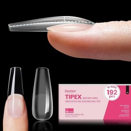 Beetles Tipex Instant Apex Nail Tips Thick Acrylic Nail Set for Flat Nails Manicure Stiletto Square Almond Coffin Nail Tips Nail Art DIY Gift for Women #TikTokShopBacktoSchool:_【Tips Only】192pcs Long Coffin
