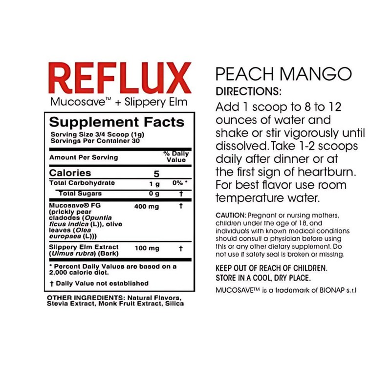 Reflux Digestive Supplement - Peach Mango Flavor - Each Tub