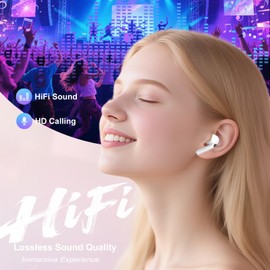 Wireless Earbuds, Earphones Wireless Bluetooth 5.4 In Ear Headphones, 40h Hifi Sound ANC Noise Canceling Earbuds, Touch Screen Ear Buds Multifunctional Headsets for Android/IOS Work Gym Sports (White)