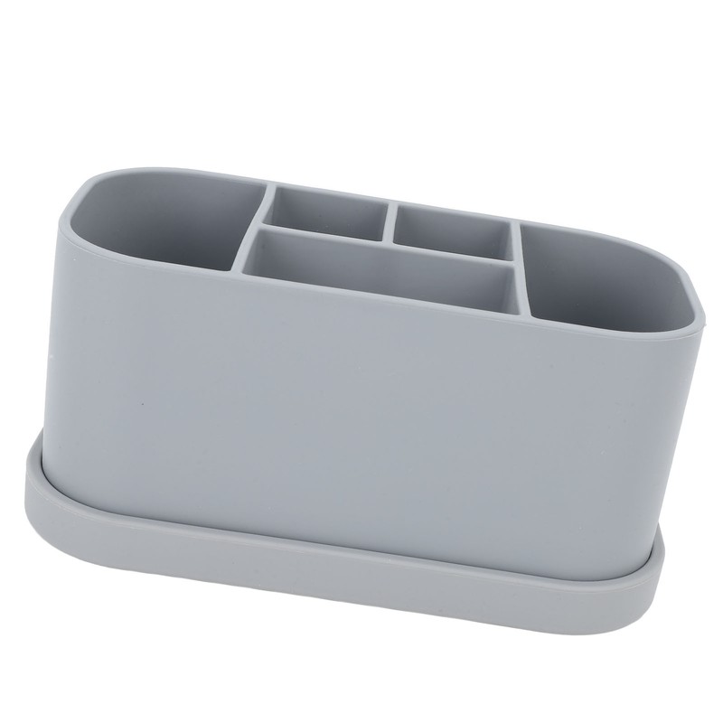 Silicone Toothbrush Toothpaste Holder Multipurpose 5 Slots Drainage Holes Bathroom