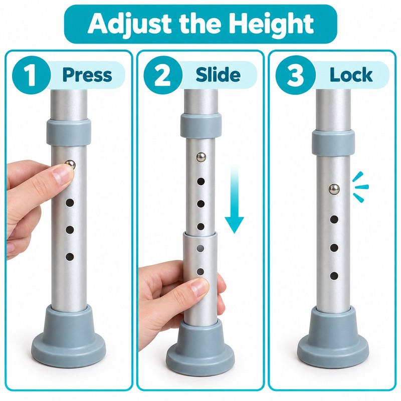 6-Height Adjustable Shower Chair Stool with Non-Slip Feet and 300