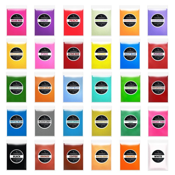 30 Colors Mica Powder, Natural Pigment Powder for Epoxy Resin,