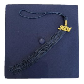 Matte Adult Unisex Graduation Cap With Tassel 2019 Year Charm Grad Days, Navy, One Size