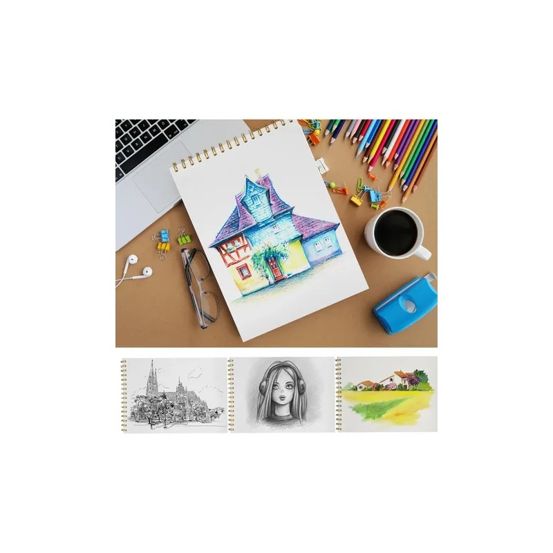 Cuaderno De Dibujo Libretas Profesional Sketchbook 60 Hojas
