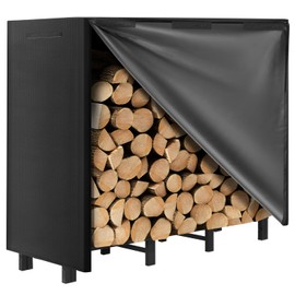 DNKMOR 4FT Firewood Rack with Waterproof Cover,Heavy Duty Firewood Storage Log Holider for Outdoor&Indoor,Fireplace Wood Rack with 600D Oxford Fabric