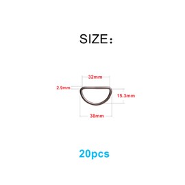 ZoloAJay 20pcs 1-1/4"(32mm) D Rings Welded Strong Metal Black Semi-Circular D Ring for Pet Collars Hardware Bags Ring Buckle Strap Hand DIY Sewing Accessories