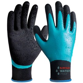 KAYGO Waterproof Work Gloves for Men and Women, Rubber Coated Non-slip Working Gloves for Garden, Outdoor Construction,KG150,Blue,M