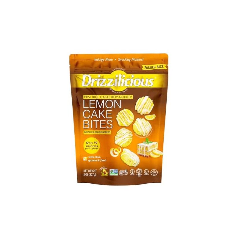 Drizzilicious Lemon Cake Bites, Mini Rice Cakes, Vegan,Gluten Free, NON