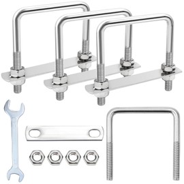 GIAK U-bolt U-bolt stainless steel 316 U shackle M6 with two counterplates U-screws threaded bracket 2 pieces (6 x 43 x 80 mm) (4 pieces)