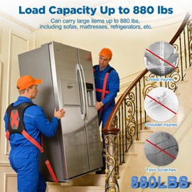 NOCOEX 2-Person Moving Straps for Lifting - Shoulder Lifting and Moving System with Back Support for Movers Easily & Safely Carry Appliance Furniture Mattresses Heavy Object Up to 880 lbs