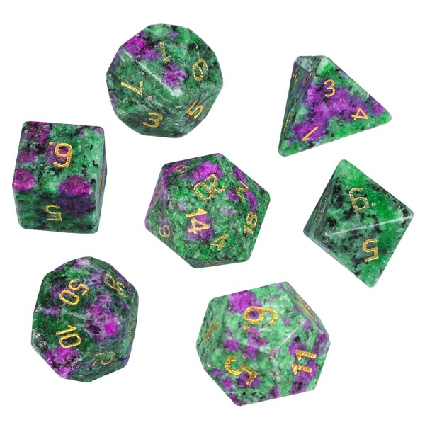 dssmboom Set of 7 Ruby in Fuchsite Stones DND Polyhedral