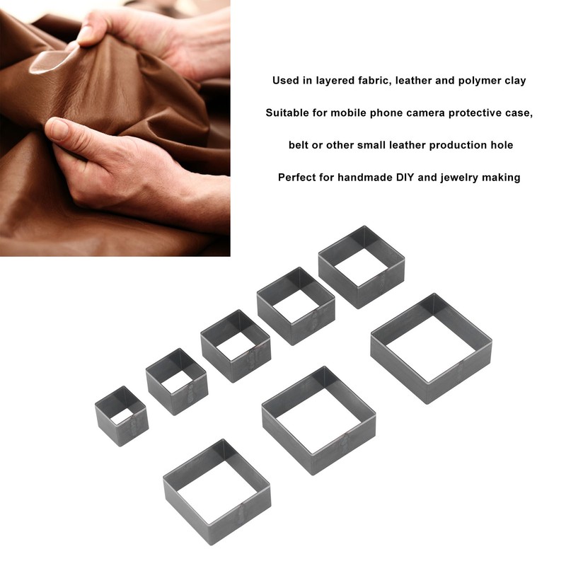 8Pcs Leather Cutting Mold Alloy Steel Square Shape Leather Punching