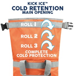 KickIce Dry Bag + Soft Cooler with PVC Free Leakproof Lining + Rolltop Closure for Kayaking, Beach, Rafting, Boating, Hiking, Camping and Fishing, Holds 24 Cans + Ice, 15L, Orange