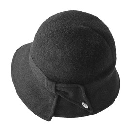 Bell Hat Retro Winter Fedora Hat Warm Women's Felt Hat Women Winter Hat Bowler Fishing Hat Beret Foldable Winter Hat Church Peaked Cap Plain Wool Hat Bucket Hat with Peak Fleece Beret Hat, black