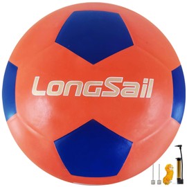 Longsail Foam Waterproof Soccer Ball USA Size 3,4,5 Kids Youth Adult Seamless High Durability Leisure Sports Beginners Club Competition Training (Orange/Blue, Size 3)