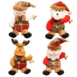 Christmas Ornaments Pack of 4 Cute Snowman Reindeer Santa Claus Bear Christmas Tree Ornaments Doll Tree Ornament Decor Christmas Decoration Present