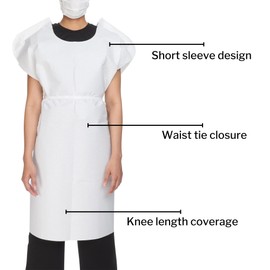 McKesson Exam Gowns, Disposable - Poly and Deluxe Tissue, Front or Back Opening, Unisex - White, One Size Fits Most Adults, 30 in x 40 in, 50 Count