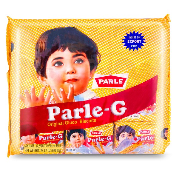 Parle G Original Gluco Biscuits, Product of India, Value Pack (12 Packets of 56.4g)