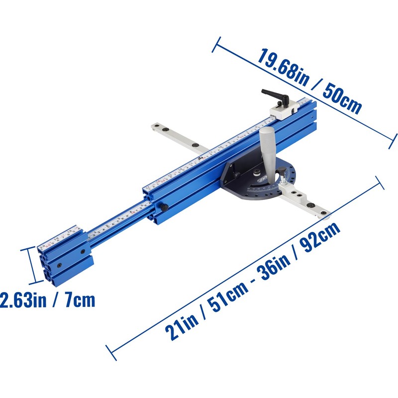 UOKRR Table Saw Miter Gauge Fence w/11 Preset Angle Stops