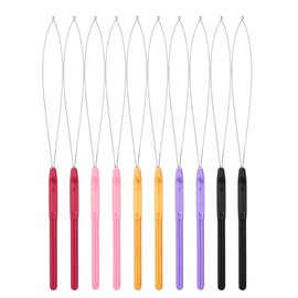 Chtaoxin 10 PCS Hair Extension Loop Needle, Pulling Hook Tool Bundle Needle Piercing Device Hair Extension Threader, Stainless Steel Hook Head，for Beade Hair or Feather Nano Ring Tool